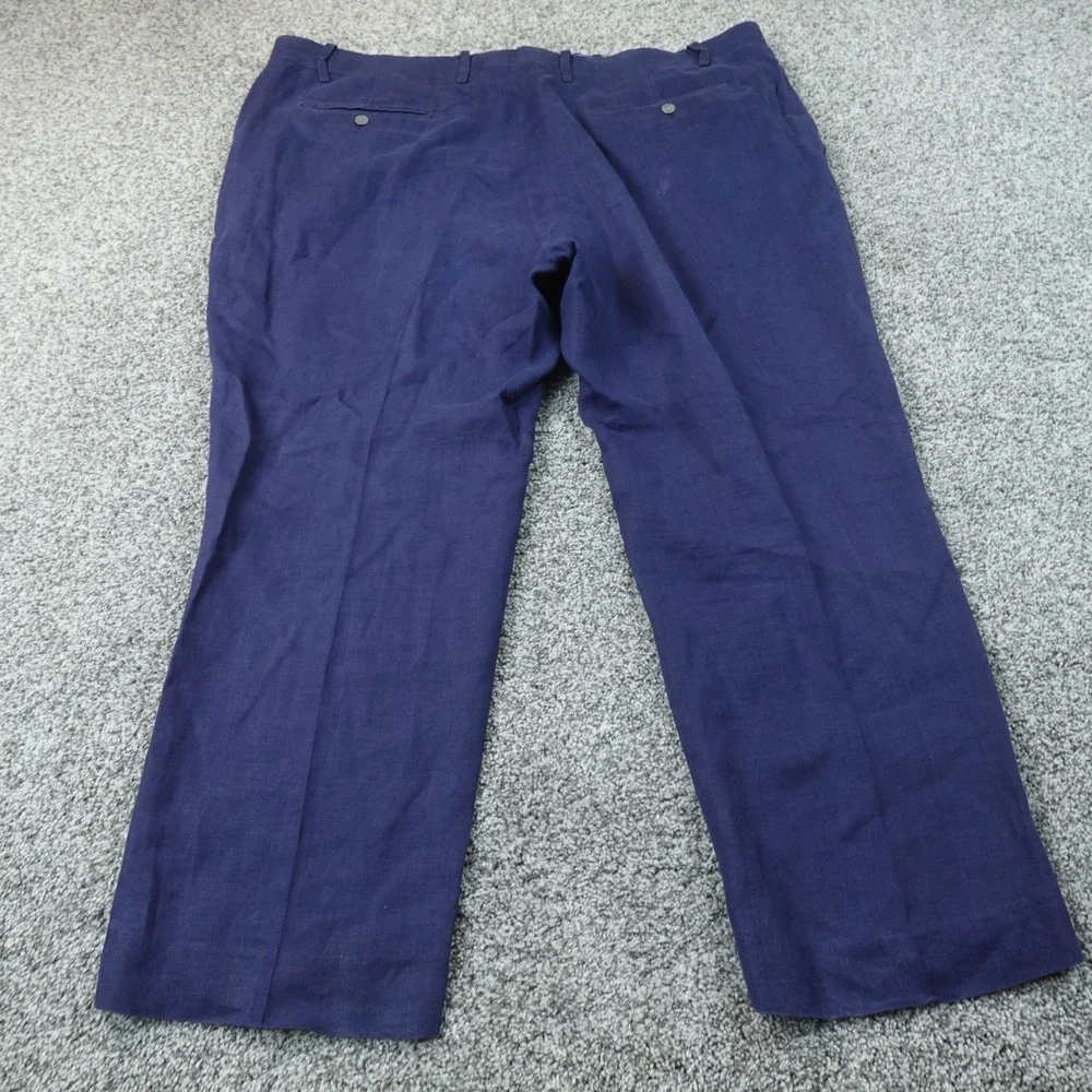 Ralph Lauren Pants Mens 48X29 Blue Linen Flat Front Chino Trouser Dress Slacks